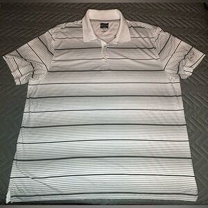 Greg‎ Norman Tasso Elba Polo Shirt Men XXL Golf White Striped Polyester Outdoors